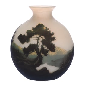 Vase, Signed Muller Fres Luneville, French Cameo Art Glass