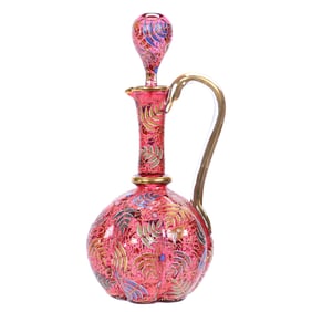 Decanter, Unmarked Moser Cranberry Art Glass