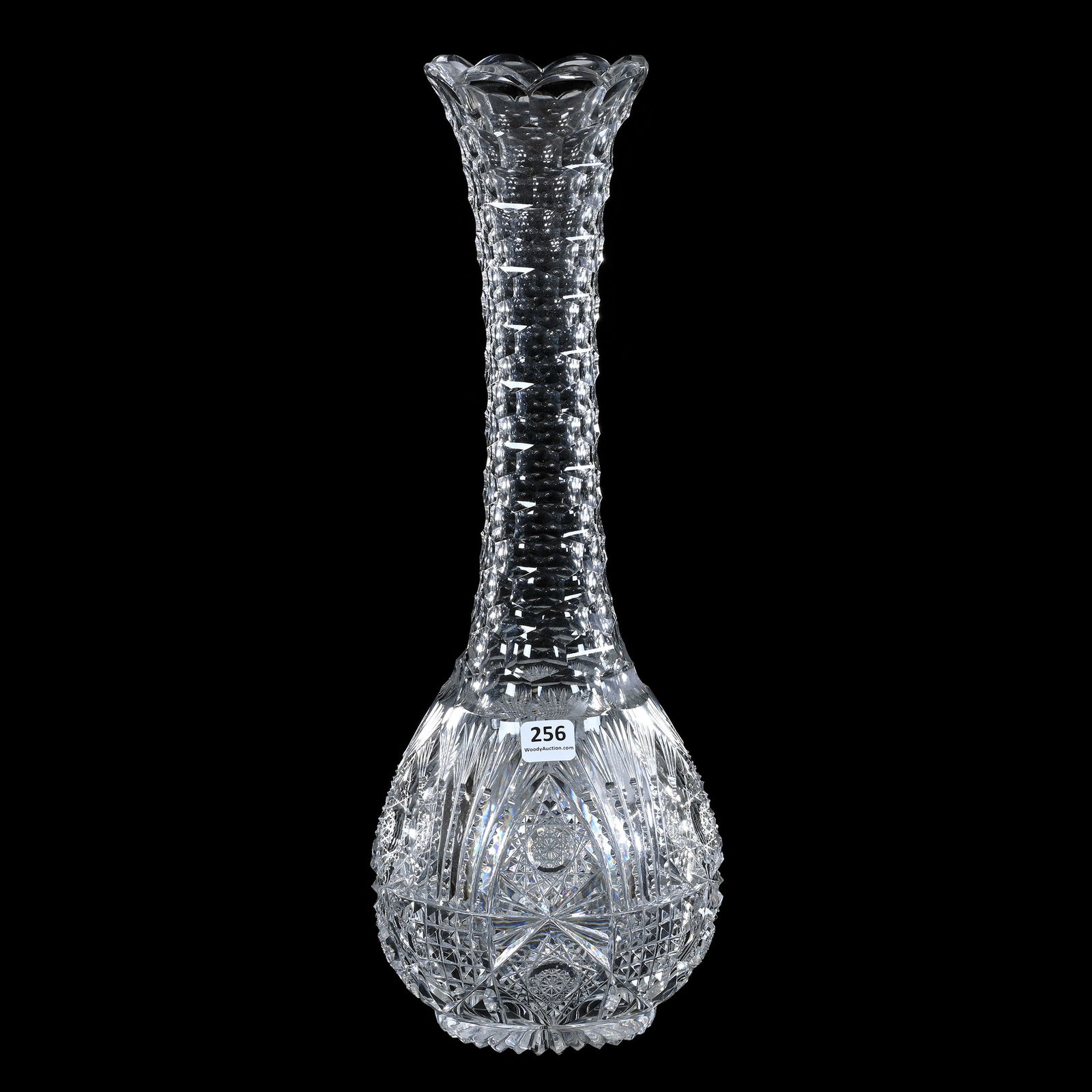 Vase, ABCG, Signed Hawkes, Alternating Hobstar Arches With Prism Fields, Long Honeycomb Neck (1 of 3)