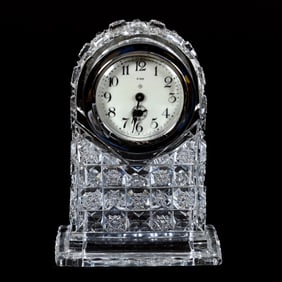 Large Desk Clock, ABCG, Deeply Cut Assyrian Pattern 