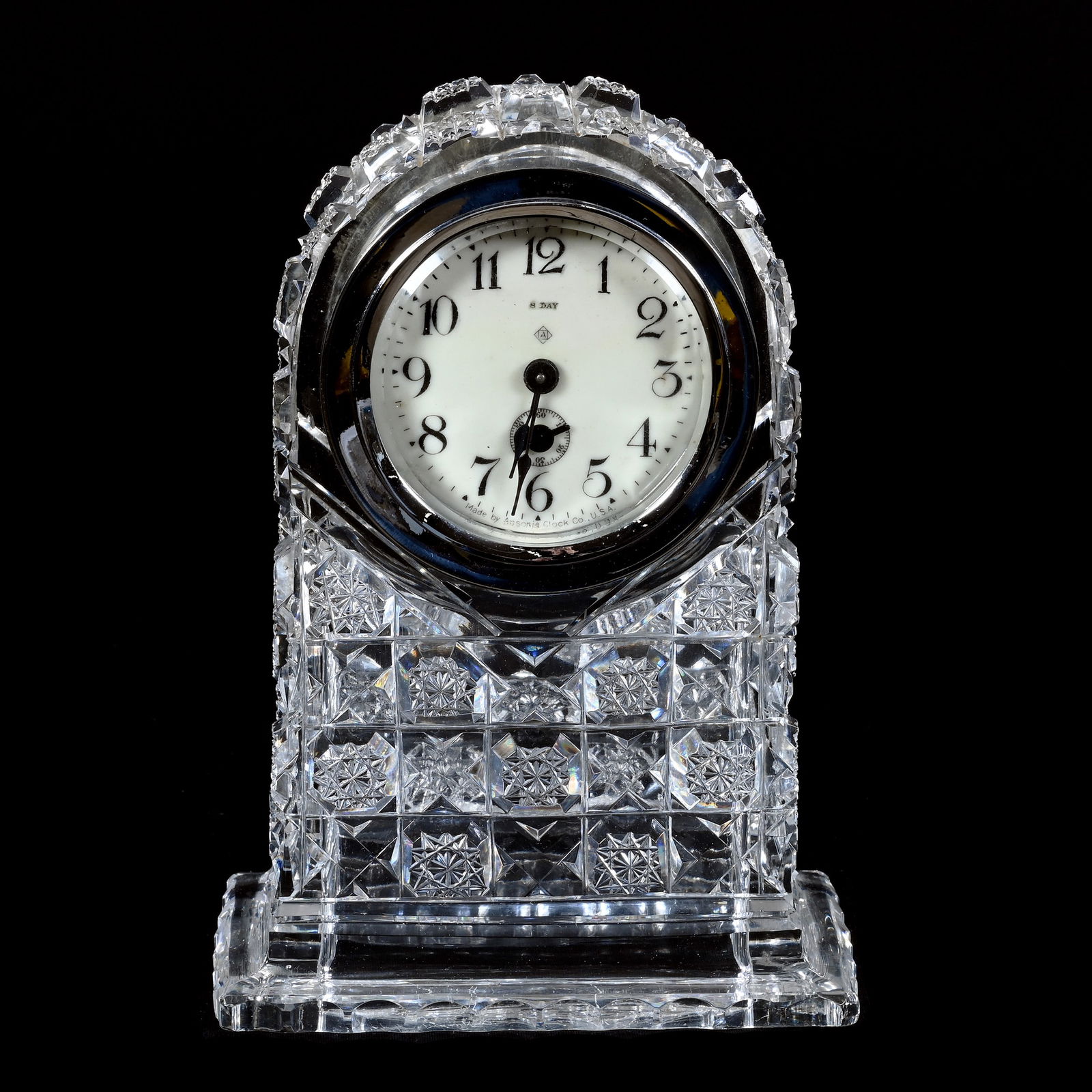 Large Desk Clock, ABCG, Deeply Cut Assyrian Pattern  (1 of 4)