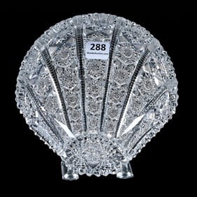 Shell Shaped Dish, American Brilliant Cut Glass,, Signed Tuthill Shell Pattern - Nice Example