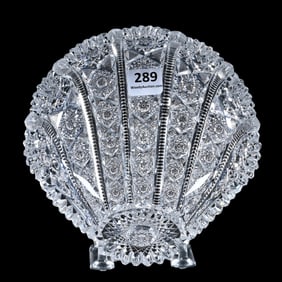 Shell Shaped Dish, American Brilliant Cut Glass,, Signed Tuthill Shell Pattern - Nice Example