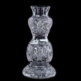 Vase, ABCG, Unique Form Featuring Hobstar, Vesica, Nailhead Diamond, Star & Fan