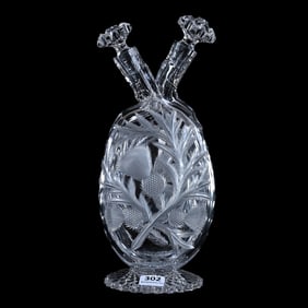 Double Decanter, ABCG, Engraved Blooming Thistle Pattern 