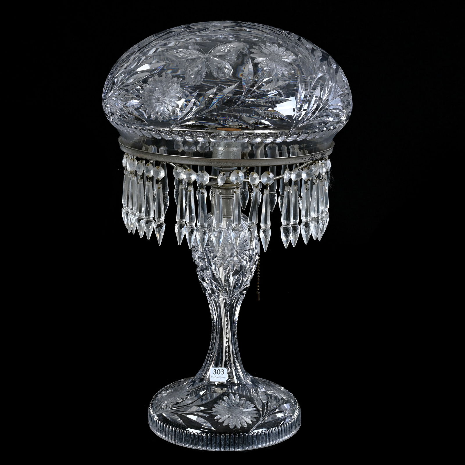 Table Lamp, ABCG, Engraved Butterfly And Floral Pattern Attributed To Pairpoint (1 of 4)