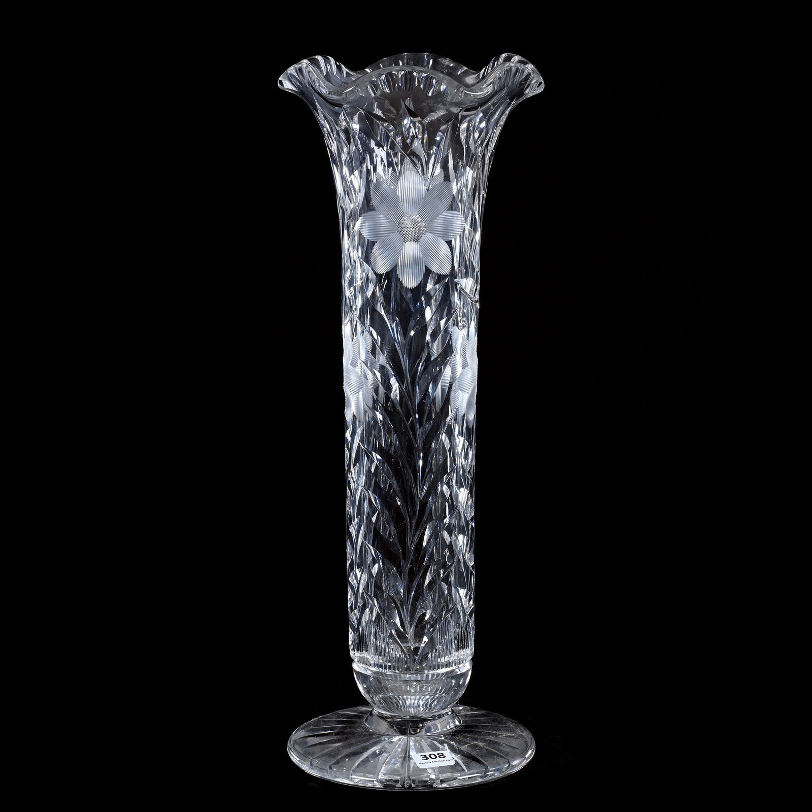 Pedestal Vase, ABCG, Engraved Floral Pattern Attributed To Pairpoint (1 of 3)
