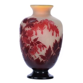 Pedestal Vase Signed Galle French Cameo Art Glass