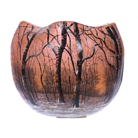 Rosebowl Signed Daum Nancy French Cameo Art Glass