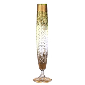 Pedestal Vase, Green Shading To Clear Art Glass Attributed To Moser