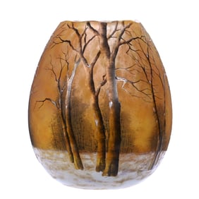 Vase, Egg Shape, Signed Daum Nancy French Cameo Art Glass
