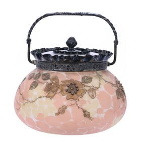 Biscuit Jar, Unmarked Crown Milano Art Glass