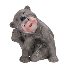 Bisque Figure Marked Heubach, Young Child In Bear Costume