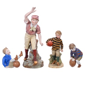 (4) Bisque Figures, All Sports Related