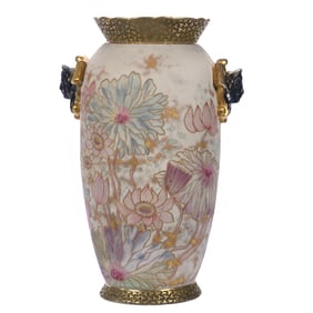 Vase, Two Handles, Unmarked French Porcelain