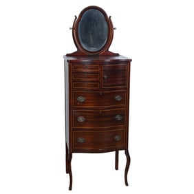 Vanity Cabinet, Mahogany With Inlaid Trim Highlights