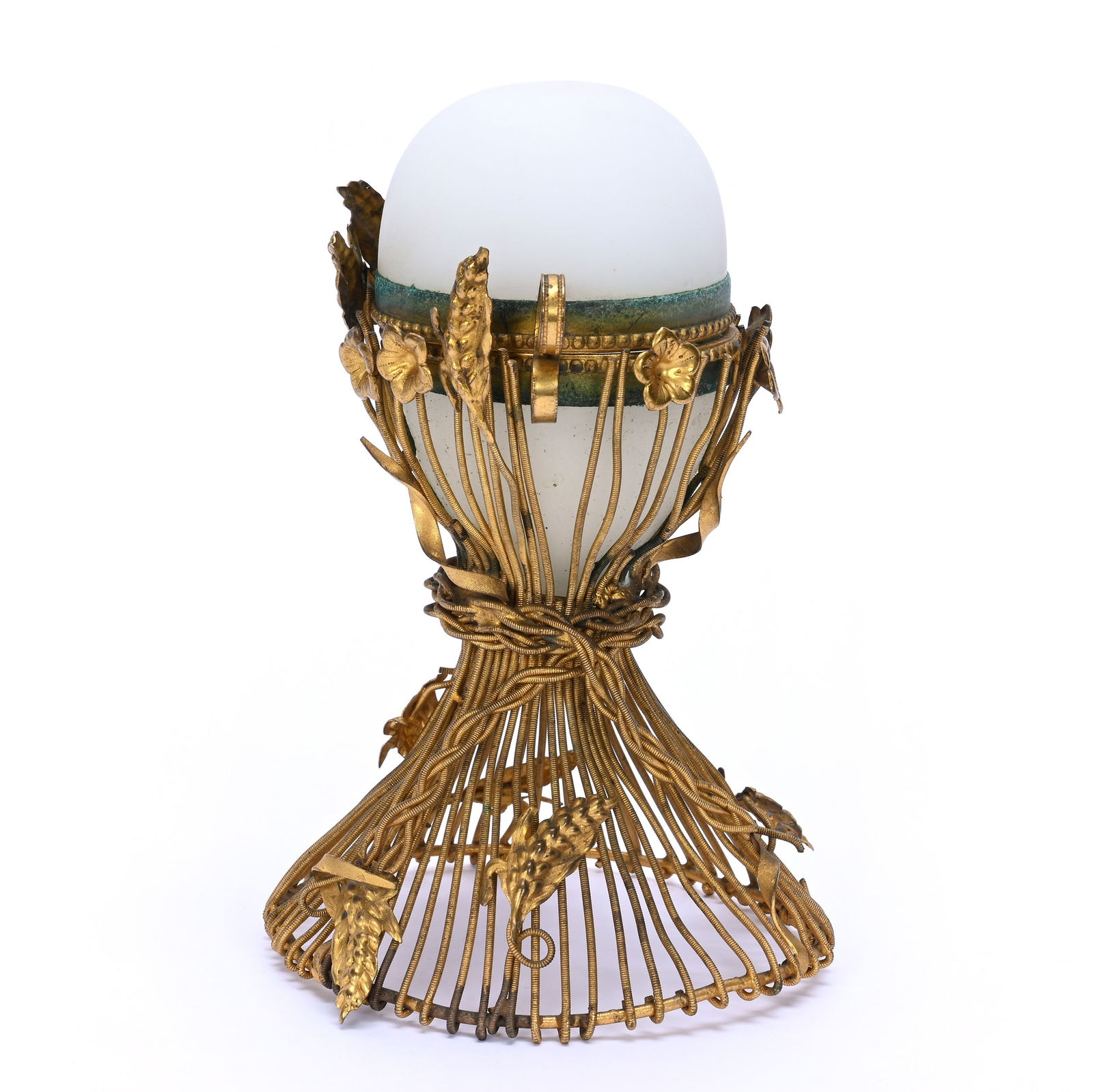 Figural Jewel Box, White Frosted Opaque Art Glass Egg-Shaped Box (1 of 3)