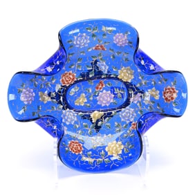 Footed Bowl, Cobalt Blue Art Glass Attributed To Moser