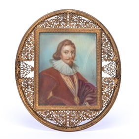 Hand Painted Portrait, Artist Signed M. Van Somer