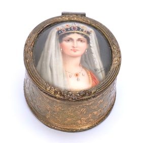 Ring Box, Gilt Metal Marked France