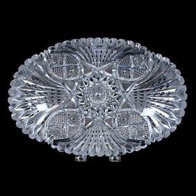 Oval Bowl, American Brilliant Cut Glass, Princess Pattern By Blackmer