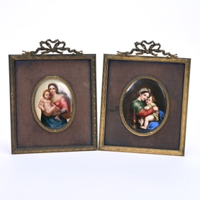 Pair Berlin Hand Painted Porcelain Plaques