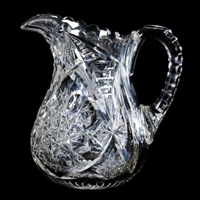 Pitcher, American Brilliant Cut Glass, Signed Libbey Pattern No. 207