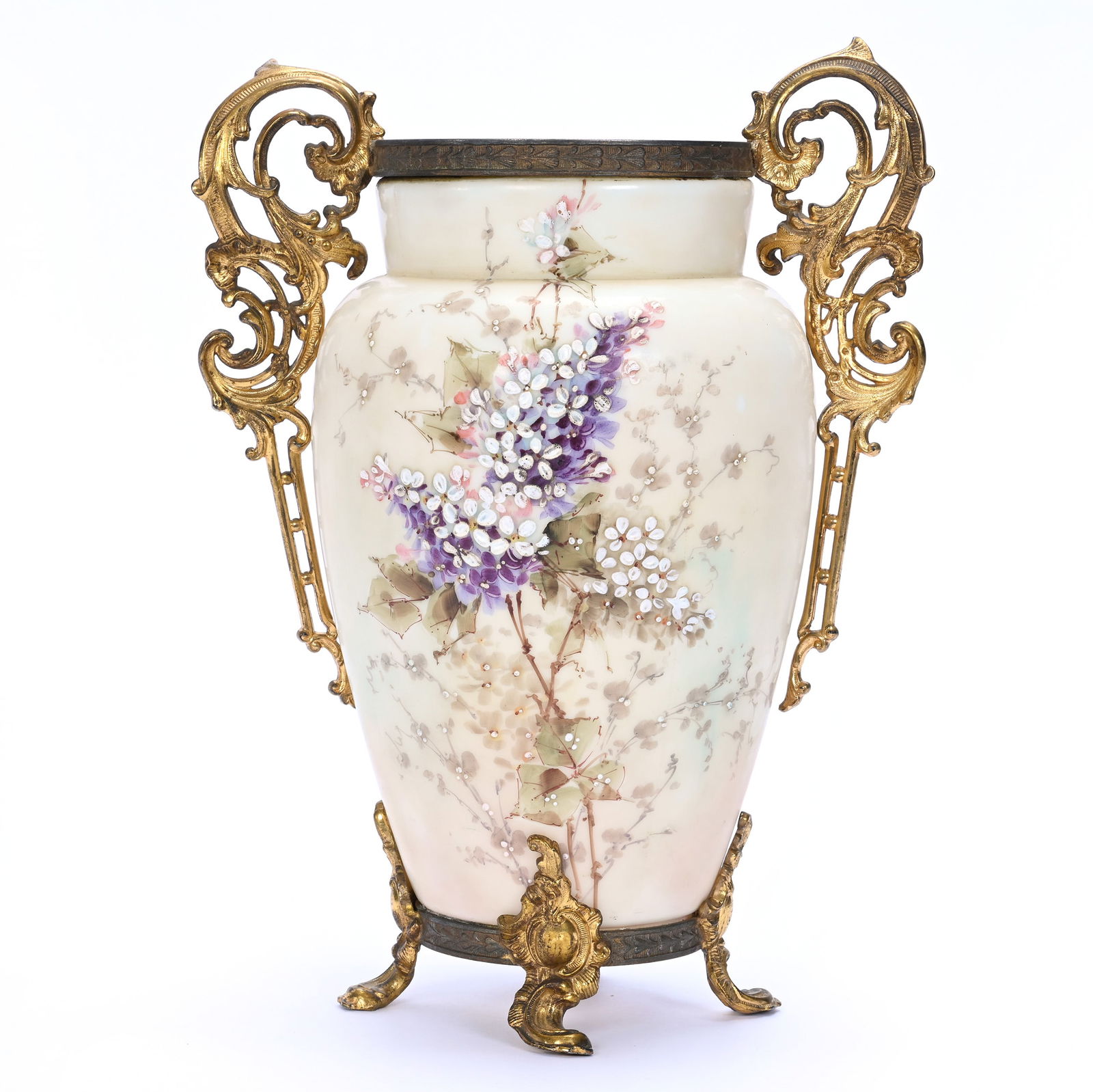 Two Handled Footed Vase, Unmarked Wavecrest (1 of 3)