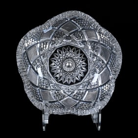 Five Sided Bowl, American Brilliant Cut Glass, Wheeler Pattern By Mt. Washington