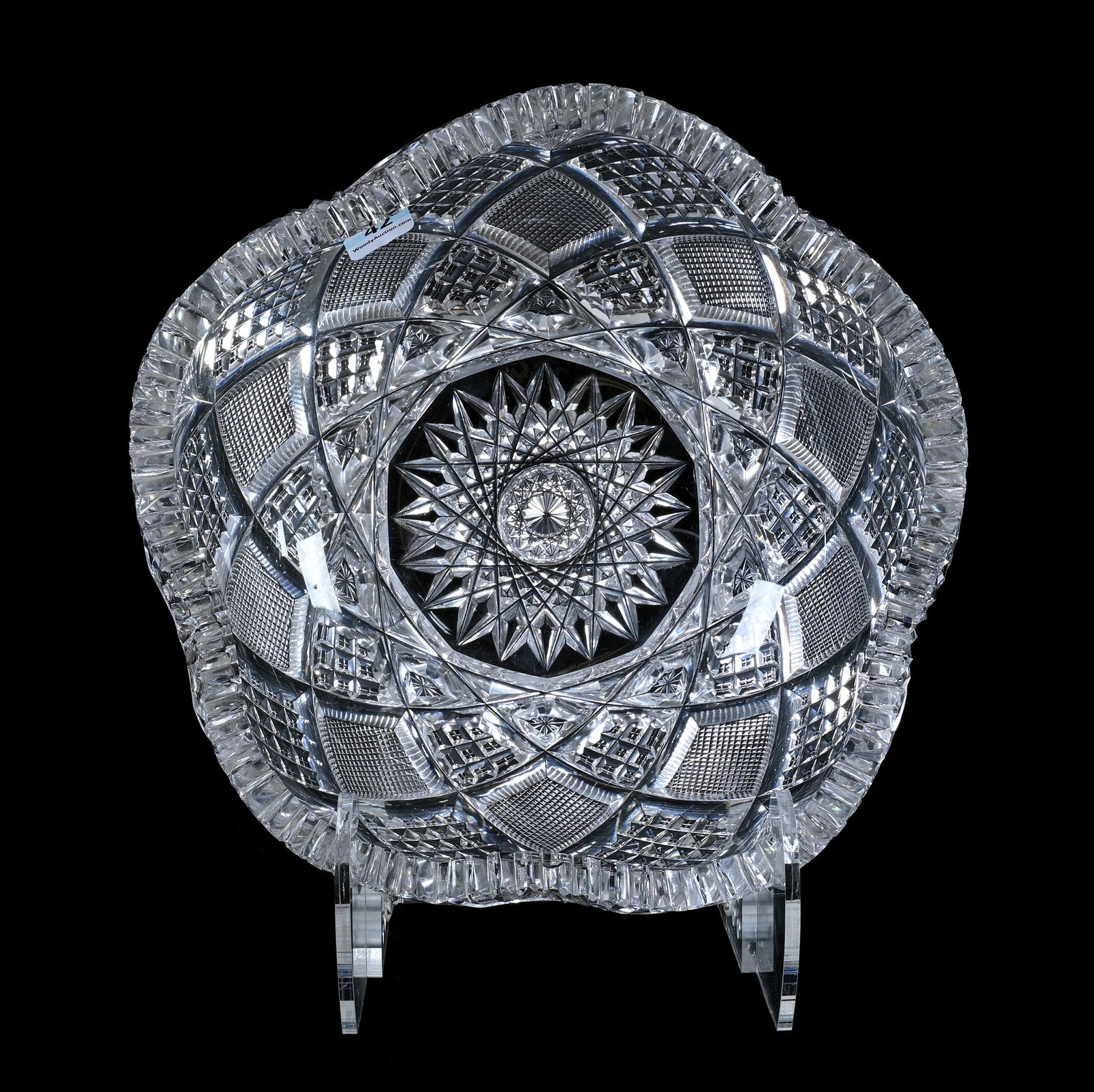 Five Sided Bowl, American Brilliant Cut Glass, Wheeler Pattern By Mt. Washington (1 of 3)