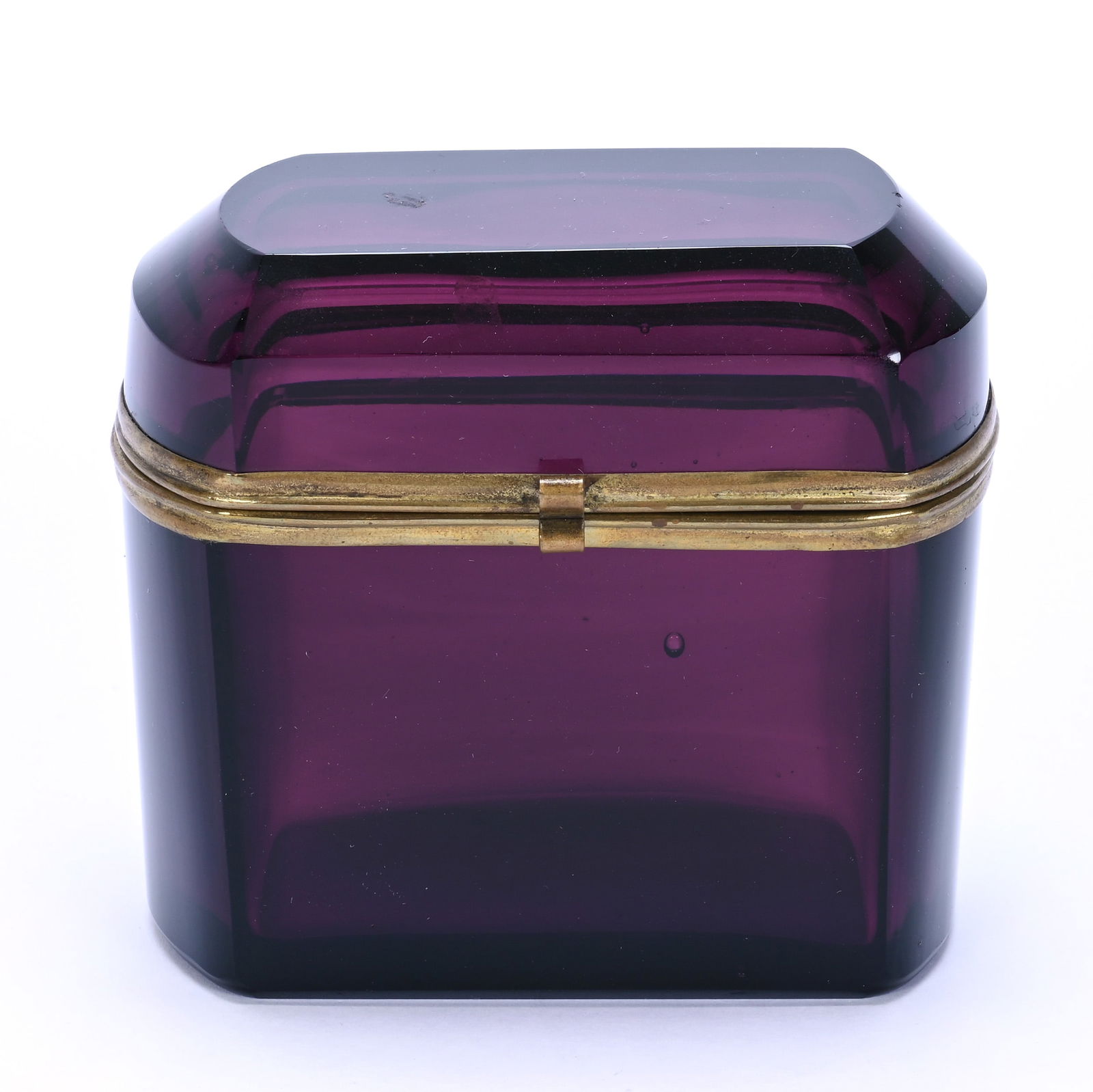 Casket Shaped Jewel Box, Solid Amethyst Art Glass (1 of 3)