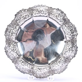 Pedestal Pastry Tray, Solid Sterling Silver Marked Tiffany And Company #8530-365