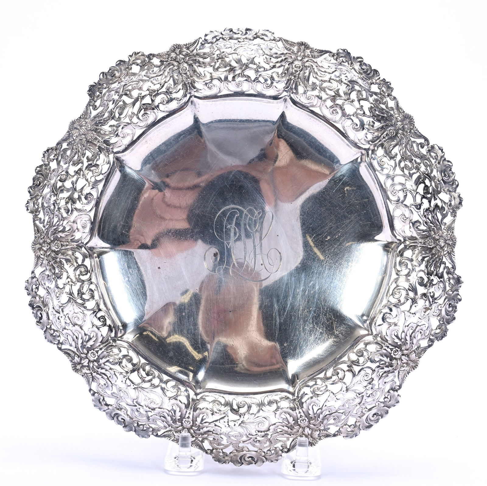 Pedestal Pastry Tray, Solid Sterling Silver Marked Tiffany And Company #8530-365 (1 of 3)