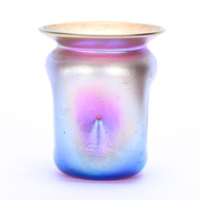 Vase, Signed Quezal, Gold Iridescent Art Glass