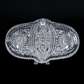 Ice Cream Tray, American Brilliant Cut Glass, Princeton Pattern By Empire