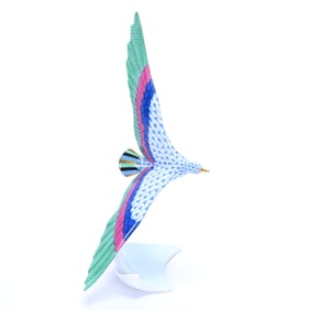 Figurine, Marked Herend, Seagull With Blue Scaled Body, Marked 5186.0.00/VHB, EJ