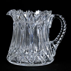 Cider Pitcher, American Brilliant Cut Glass, Signed Hawkes Brunswick Pattern