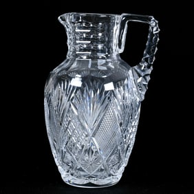 Milk Jug, Brilliant Period Cut Glass, Attributed To Val St. Lambert, Pattern No 2900/17