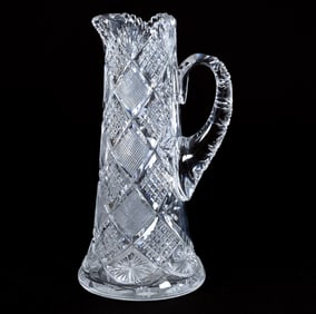 Tankard, American Brilliant Cut Glass, Wheeler Pattern By Mt. Washington