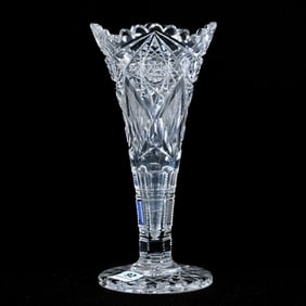 Trumpet Vase, American Brilliant Cut Glass, Marquis Pattern By Egginton