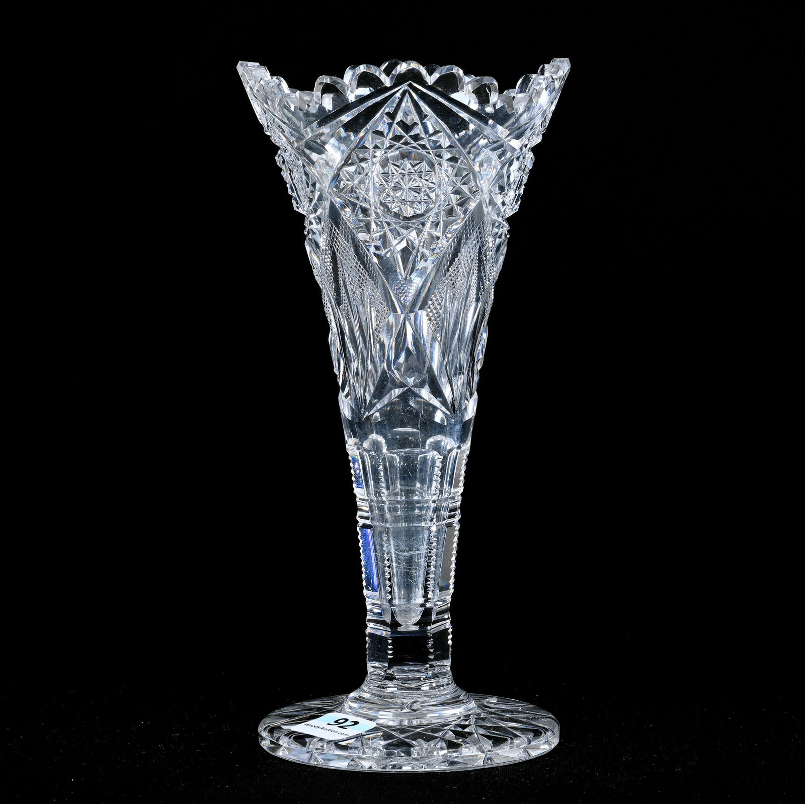 Trumpet Vase, American Brilliant Cut Glass, Marquis Pattern By Egginton (1 of 3)
