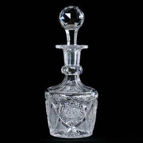 Decanter, American Brilliant Cut Glass, Corinthian Pattern By J. Hoare
