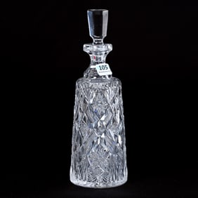 Decanter, American Brilliant Cut Glass, Signed Libbey