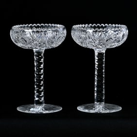 Pair Compotes, American Brilliant Cut Glass