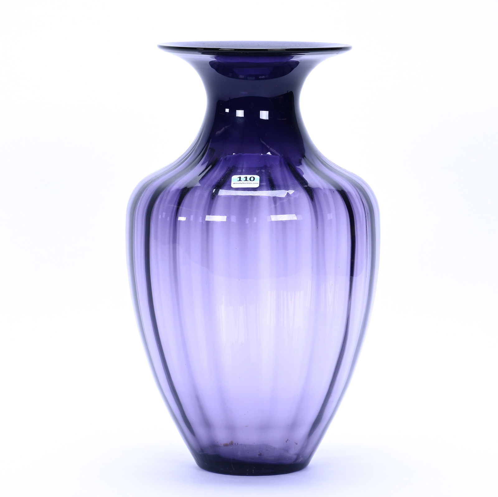 Vase, Solid Amethyst Art Glass, Optic Rib Design (1 of 2)