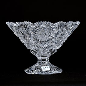Tazza, American Brilliant Cut Glass, Signed Libbey Puritana Pattern