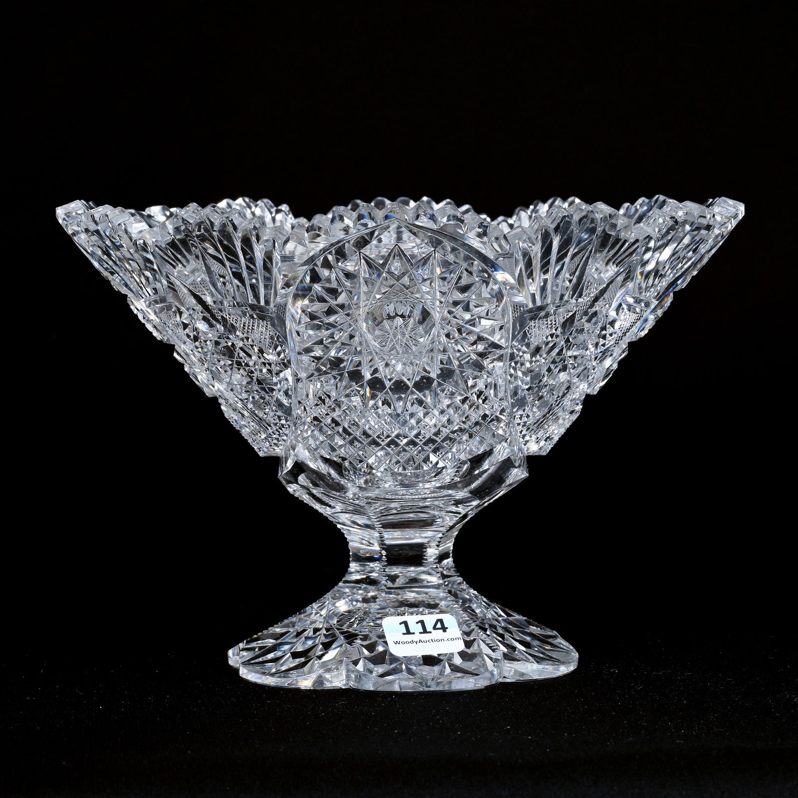 Tazza, American Brilliant Cut Glass, Signed Libbey Puritana Pattern (1 of 4)