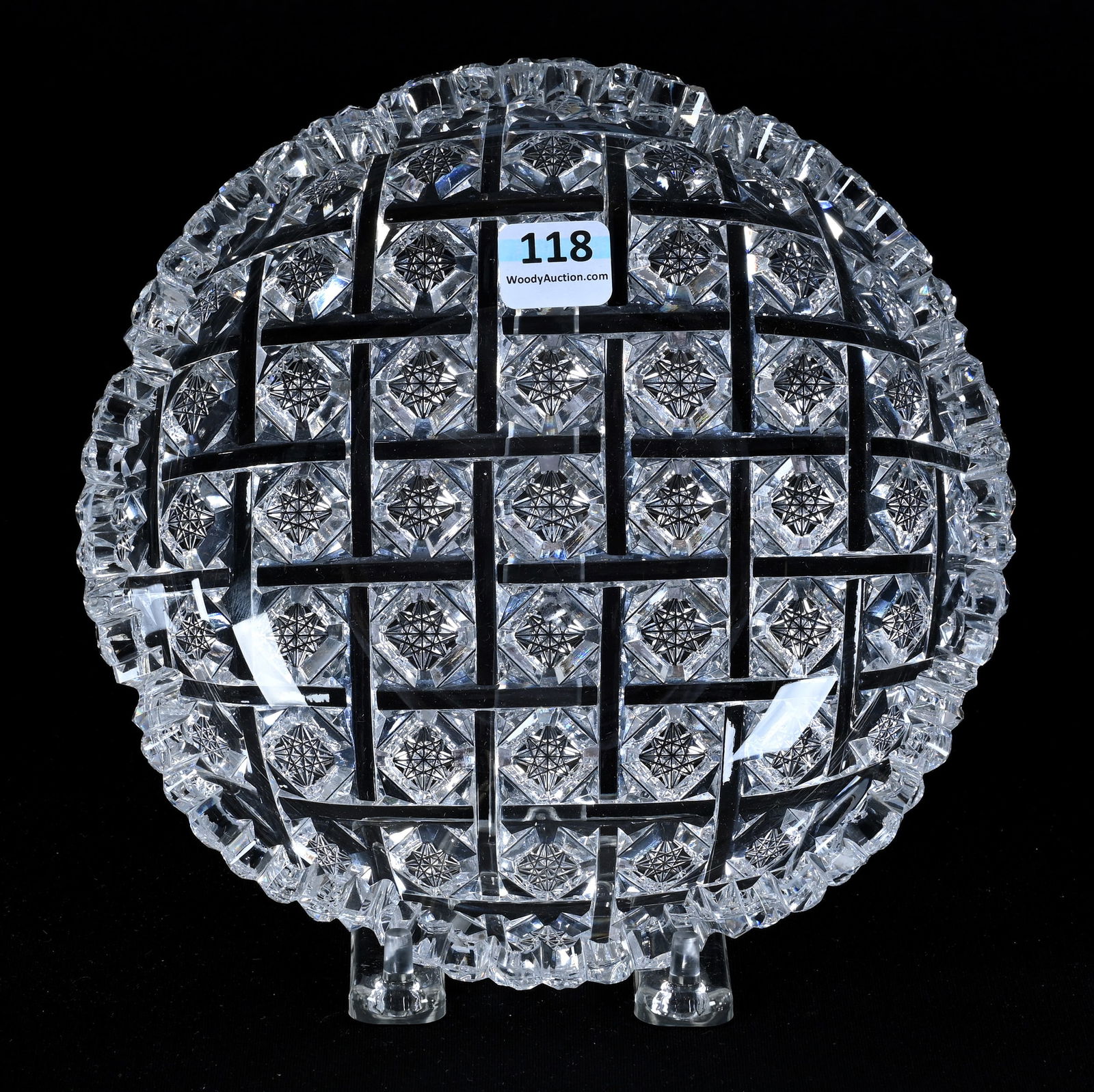 Low Bowl, American Brilliant Cut Glass, Signed Egginton Trellis Pattern (1 of 2)