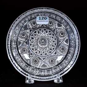 Berry Dish, American Brilliant Cut Glass, Signed Taylor Bros. Bellevue Pattern