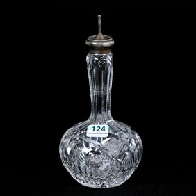 Barber's Bottle, American Brilliant Cut Glass, Starlight Pattern By C.F. Monroe